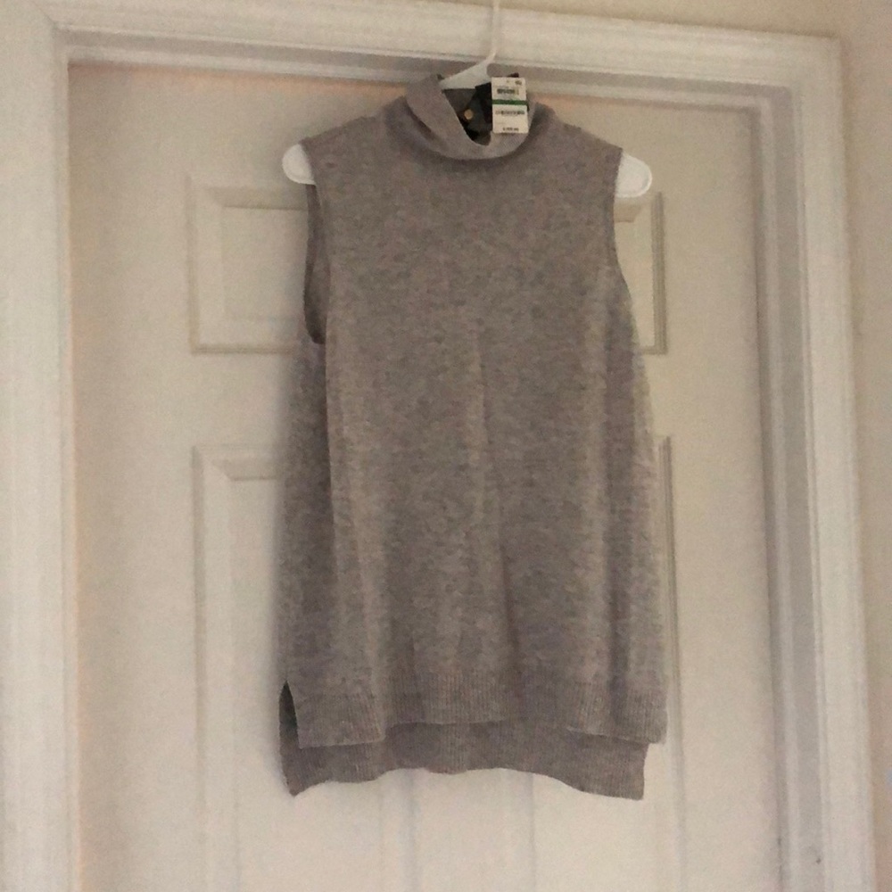 Grey cashmere turtle neck tank